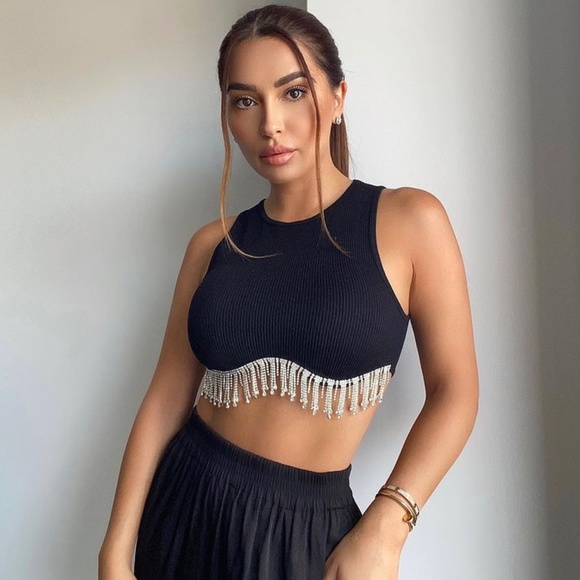 Zara SEAMLESS RHINESTONE TOP - Picture 12 of 17